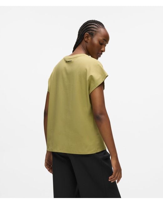Karl Lagerfeld Green Relaxed Rue St-Guillaume Glitter T-Shirt