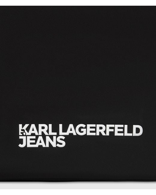 KL Jeans Black Logo Nylon Crossbody Bag for men