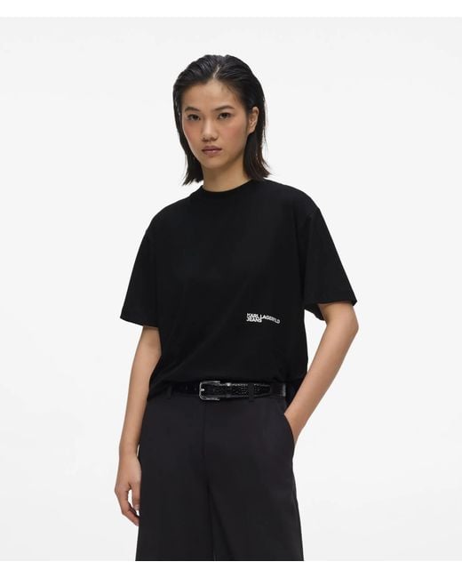 KL Jeans Black Regular‑Fit Flocked Floral T-Shirt