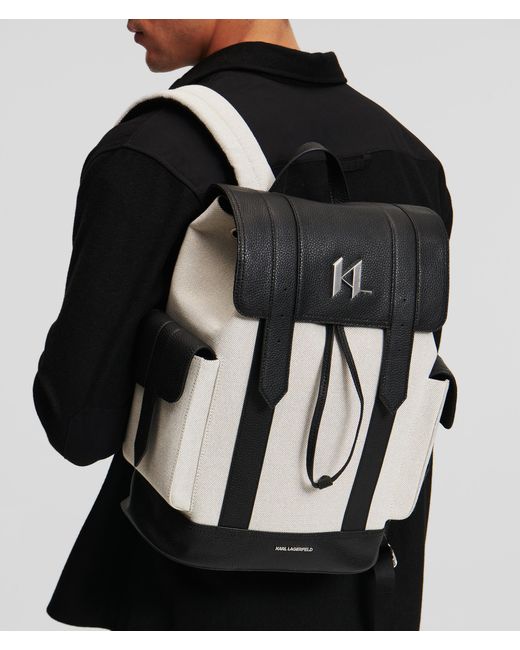 Karl Lagerfeld Black K/plak Canvas Backpack for men