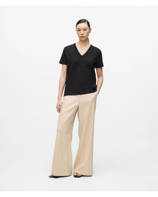 Karl Lagerfeld Black Signature T-Shirt Mit V-Ausschnitt, Damen, Größe