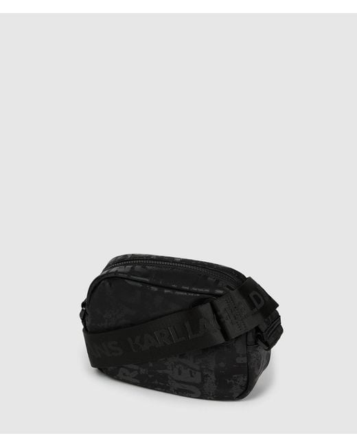 KL Jeans Kameratasche Aus Nylon Mit Grafikprint, Herren, Allover-Print Mit Strukturiertem Logo – Schwarz, Größe in Black für Herren