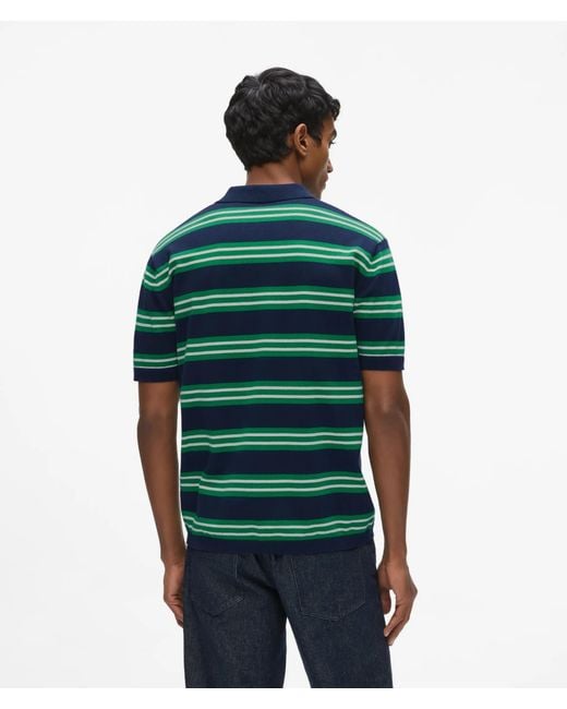 Karl Lagerfeld Green Ikon Stripe Knit Polo Shirt for men