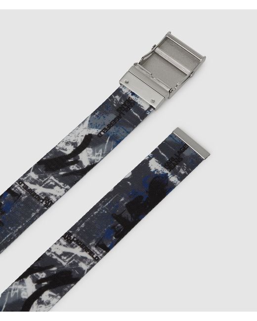 KL Jeans Blue Graffiti Print Webbing Belt, Multicoloured for men
