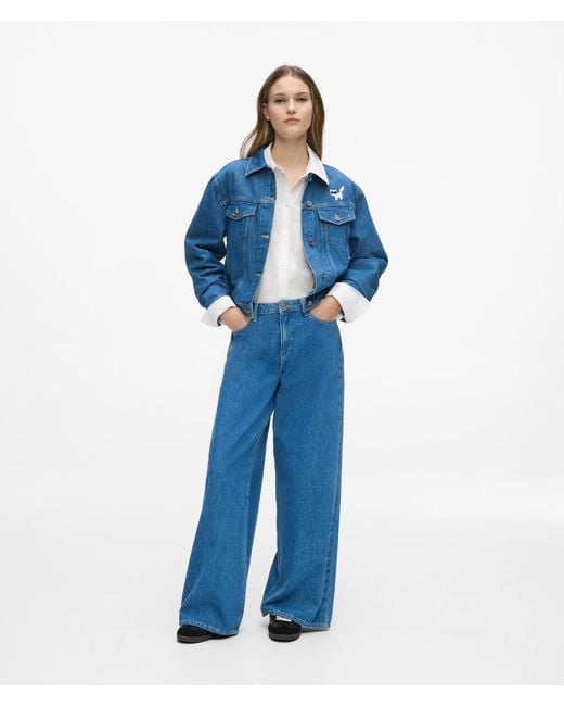 Karl Lagerfeld Blue Ikon Wide-Leg Jeans
