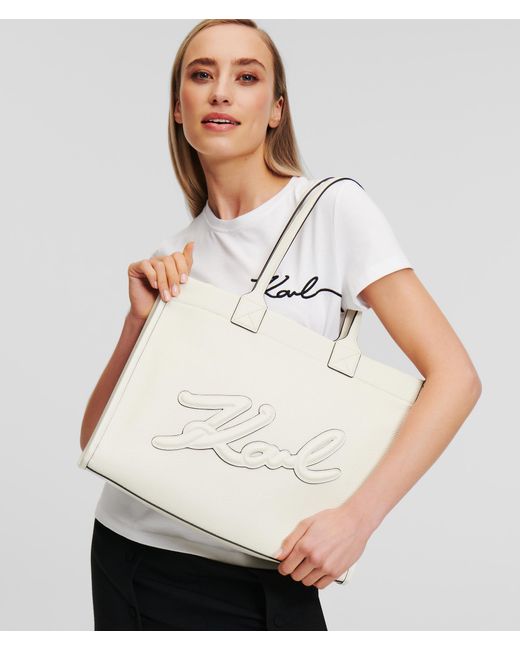 Karl Lagerfeld White K/skuare Grainy Large Tote Bag