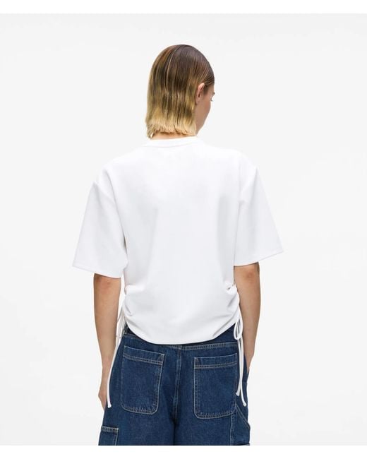 KL Jeans White Tie Detail Ruched T-Shirt