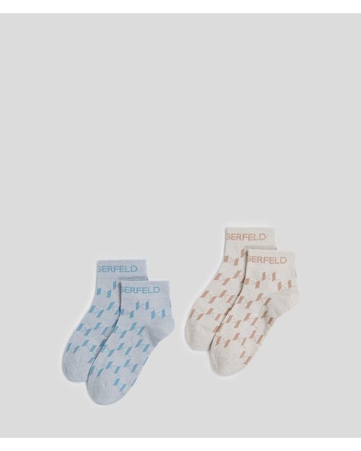 Karl Lagerfeld White K/Monogram Short Socks – 2-Pack