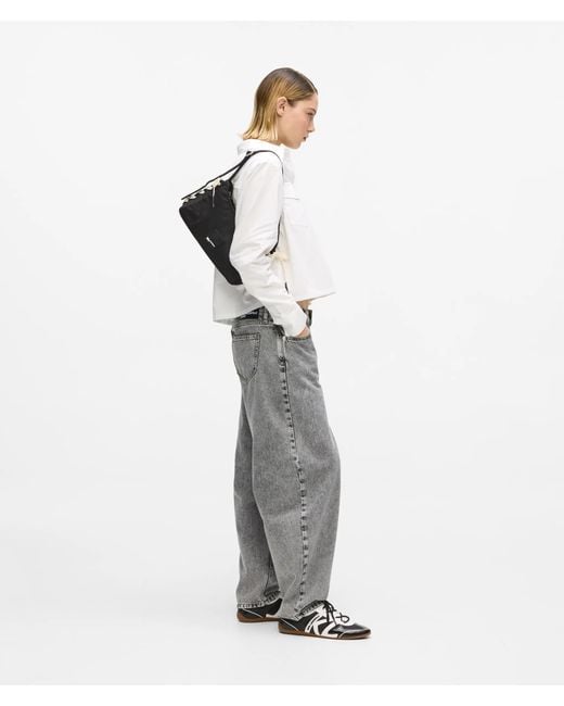KL Jeans Black Nylon Lace-Up Shoulder Bag