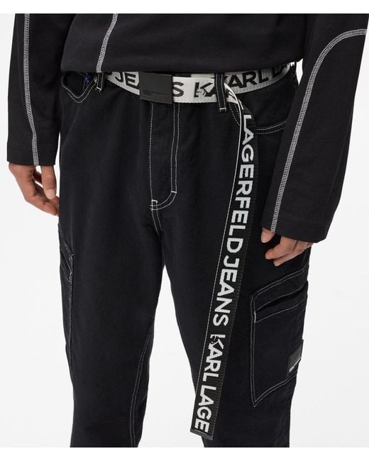 KL Jeans Black Reversible Webbing Belt for men