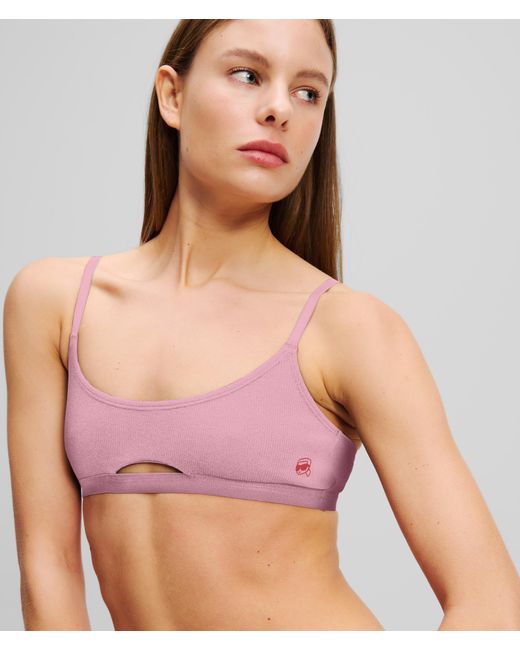 Karl Lagerfeld Orange Ikon Ribbed Peephole Bralette