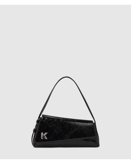 KL Jeans Black Geo High-Shine Flap Bag