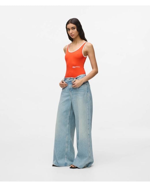 KL Jeans Red Ribbed Bodysuit