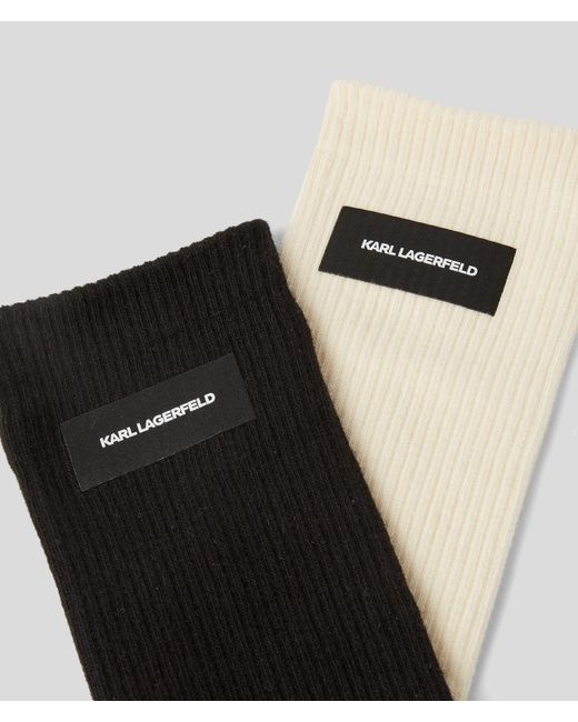 Karl Lagerfeld Black Essential Logo Socks – 2 Pack
