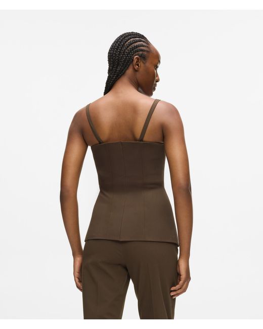 Karl Lagerfeld Brown Square-Neck Waistcoat