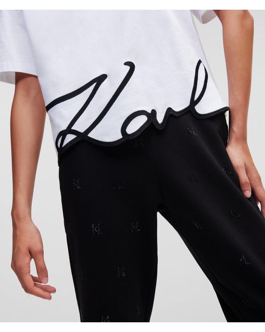 Karl Lagerfeld Blue T-Shirt Mit Signatur-Saum, Damen, Größe