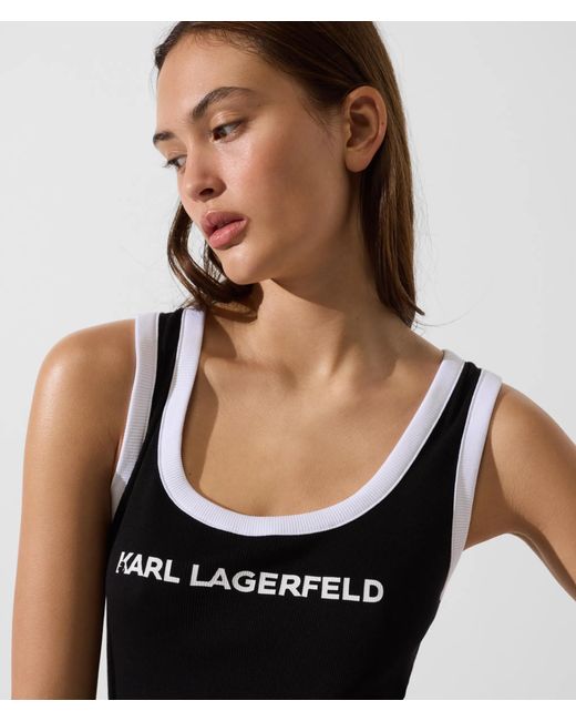 Karl Lagerfeld Black Logo Beach Tank Dress