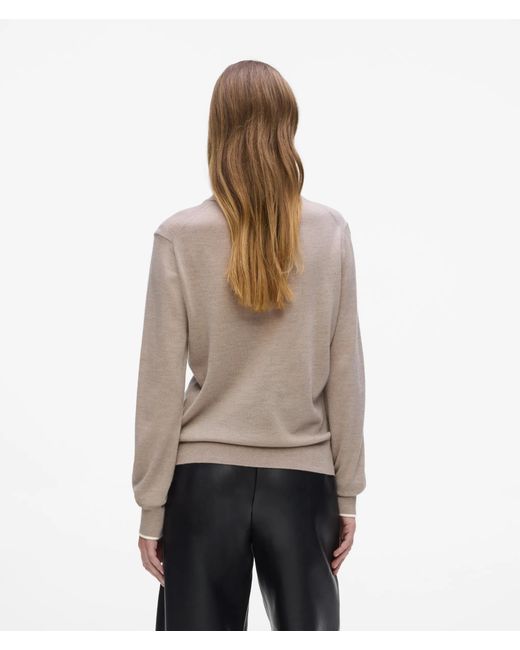 Karl Lagerfeld Natural Merino Wool Crewneck Sweater