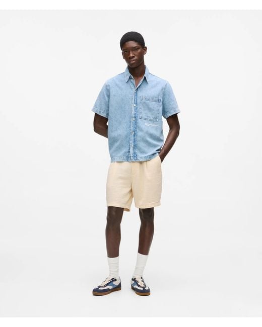 KL Jeans Blue Short-Sleeved Denim Shirt for men