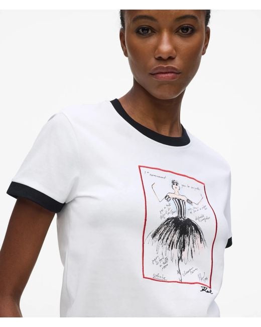 Karl Lagerfeld White Le Ballet Slim-Fit T-Shirt