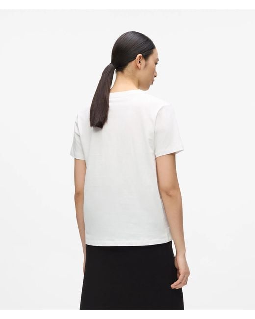 Karl Lagerfeld White Signature V-Neck T-Shirt