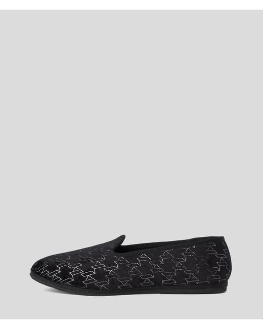 Karl Lagerfeld Black Kl Monogram Slippers