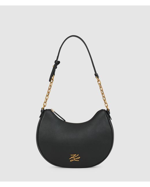Karl Lagerfeld Black K/Autograph Medium Moon Bag