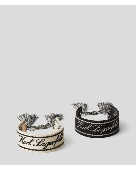 Karl Lagerfeld Metallic Hotel Karl Woven Bracelet – 2 Pack