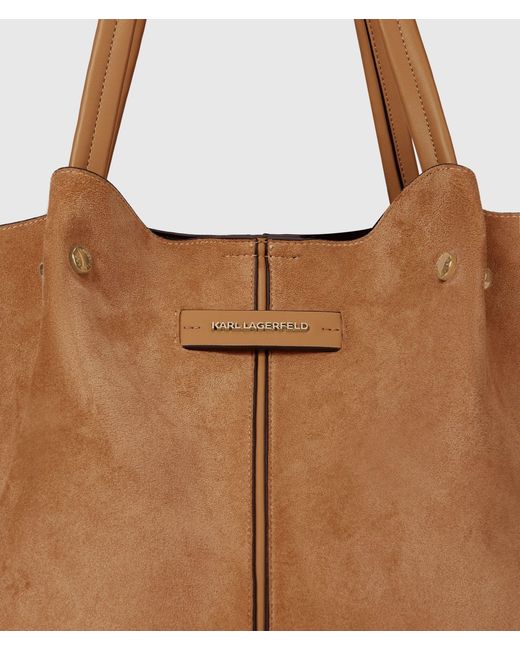 Karl Lagerfeld Brown K/Pierced Large Faux-Suede Tote Bag