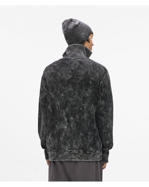 KL Jeans Black Washed Zip-Up Sweater for men