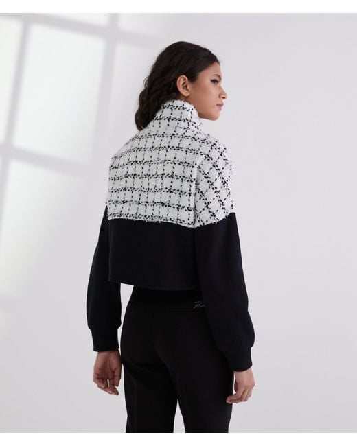 Karl Lagerfeld White Bouclé Sweat Jacket