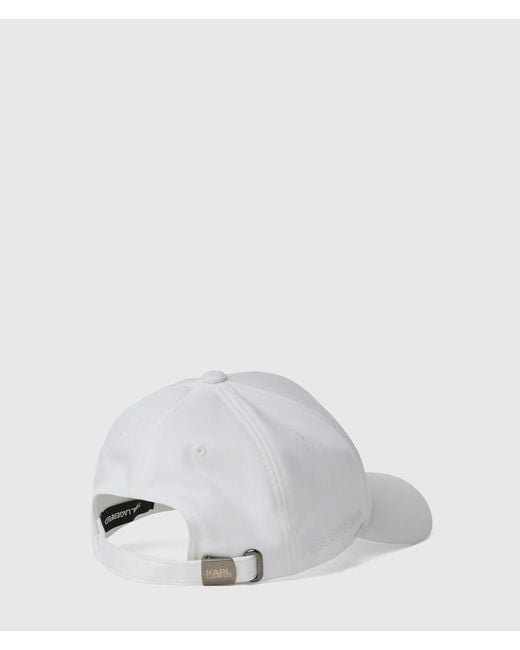 Karl Lagerfeld White Monogram Baseball Cap for men