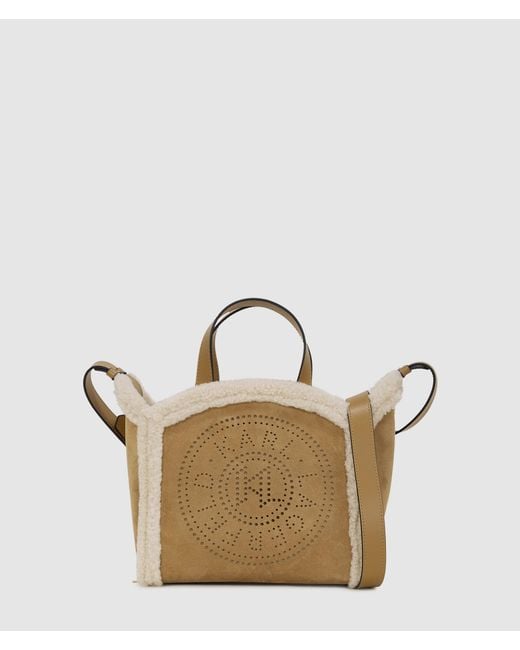 Karl Lagerfeld Natural K/Circle Small Shearling Tote Bag
