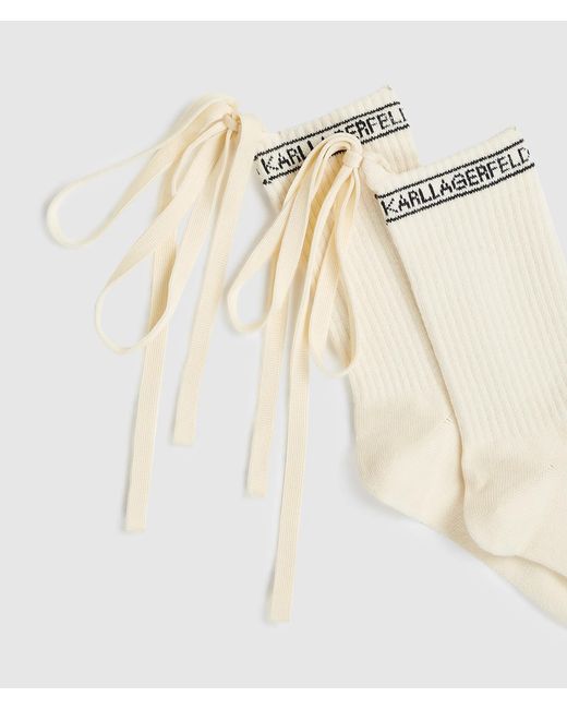 Karl Lagerfeld White Logo Lace-Up Socks – 2-Pack