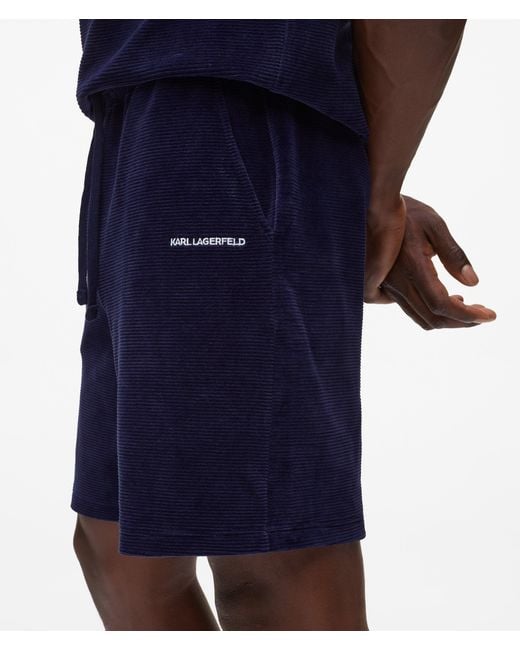 Karl Lagerfeld Blue Velvet Pajama Shorts for men