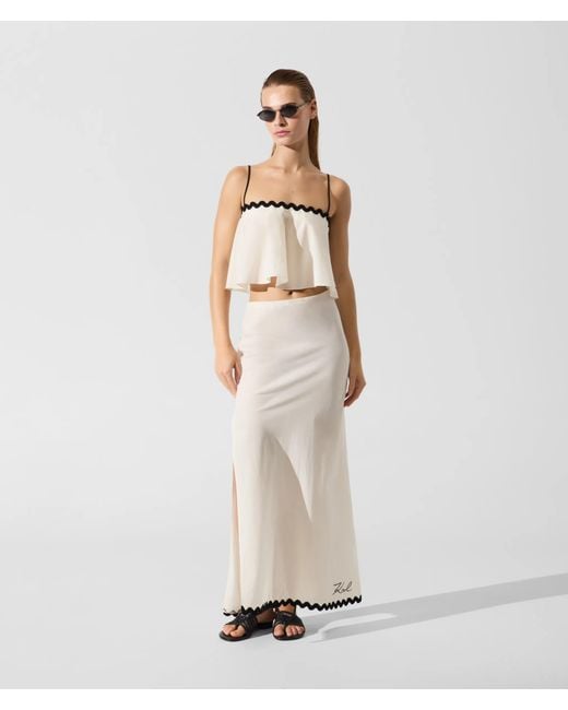 Karl Lagerfeld White Signature Scallop Beach Skirt