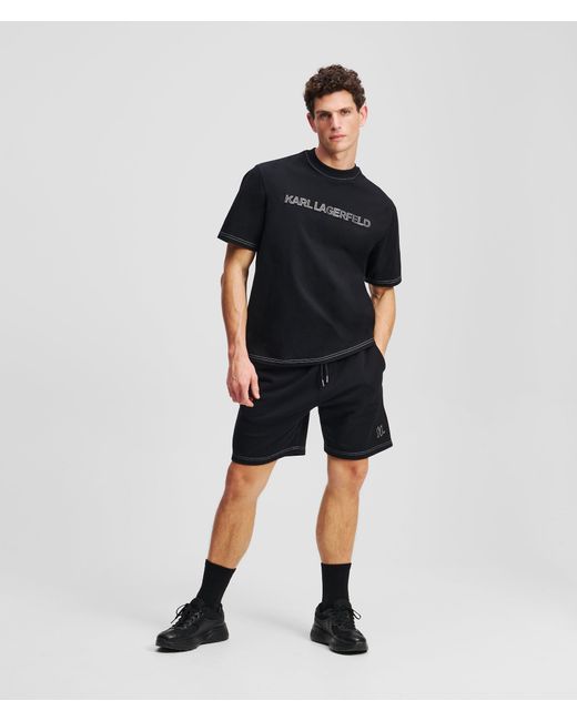 Karl Lagerfeld Black Contrast Stitch T-Shirt for men