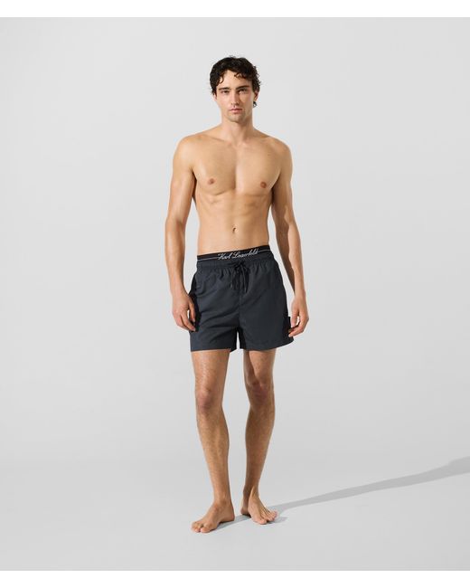 Karl Lagerfeld Blue Double Waistband Boardshorts for men