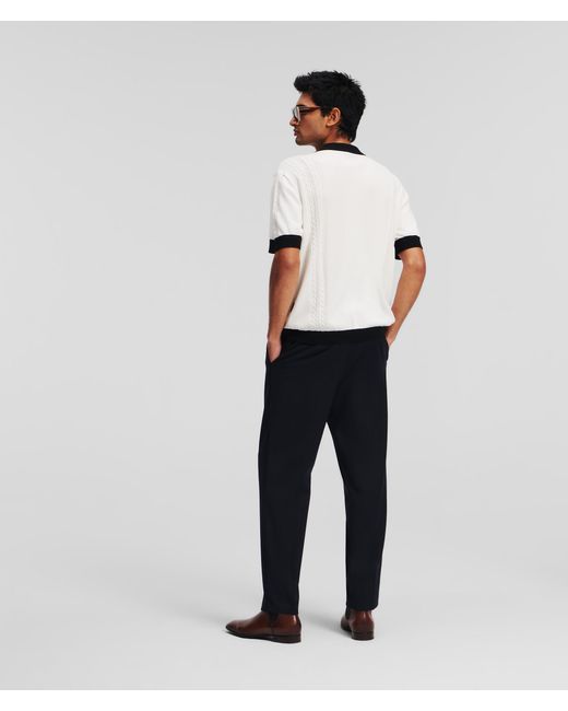 Karl Lagerfeld White Knitted Short-sleeved Shirt for men