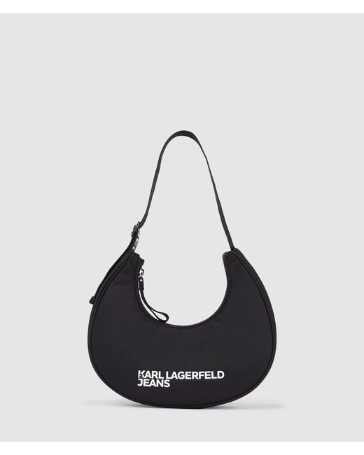 KL Jeans Black Logo Nylon Moon Shoulder Bag
