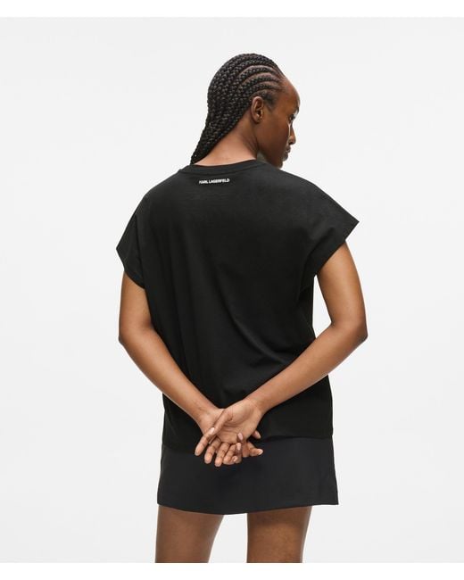 Karl Lagerfeld Black Relaxed Rue St-Guillaume Glitter T-Shirt
