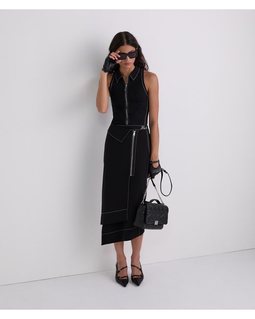 Karl Lagerfeld Black Contrast Stitch Sleeveless Top