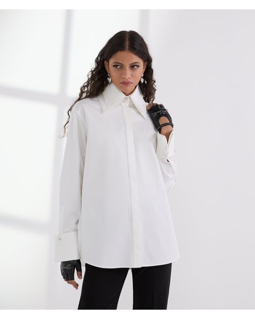 Karl Lagerfeld White Double Collar Poplin Shirt