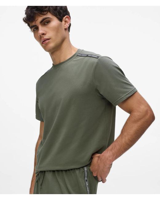 Karl Lagerfeld Green Logo Tape Pajama Set for men