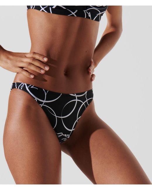 Karl Lagerfeld Black Circle Print Brazilian Bikini Bottoms