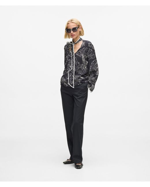 Karl Lagerfeld Gray Fan Print Scarf Top