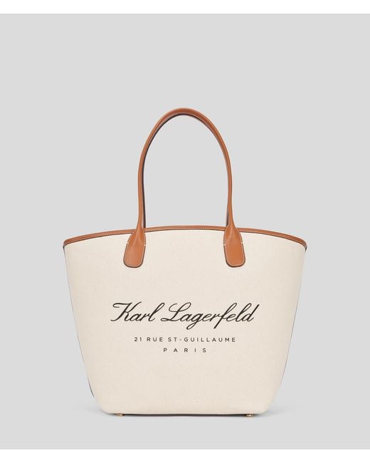 Karl Lagerfeld Natural Hotel Karl Medium Canvas Tote Bag