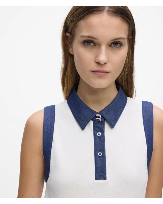 Karl Lagerfeld White Ikon Denim Detail Knit Dress