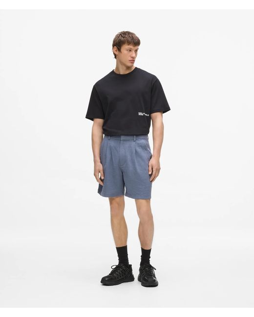 KL Jeans Blue Crinkled Cotton Shorts for men