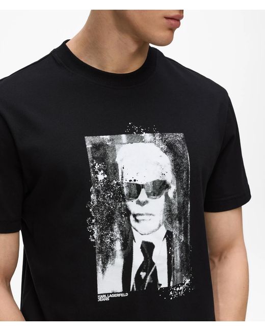 KL Jeans Black Karl Portrait T-Shirt for men